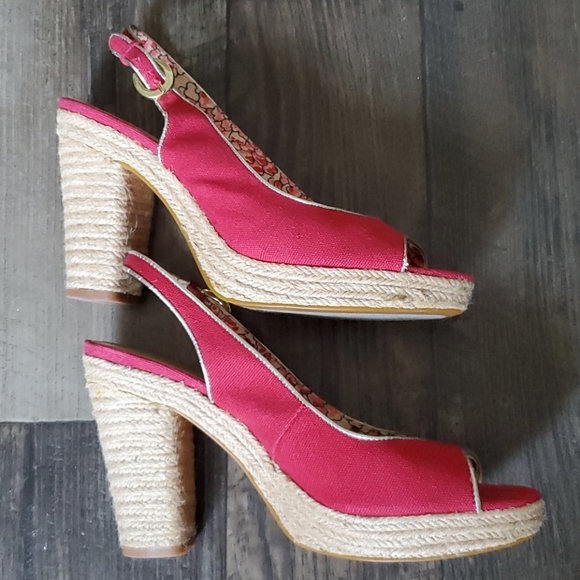 Tahari Barb Peep-Toe Canvas Heeled Espadrilles - Picture 5 of 9